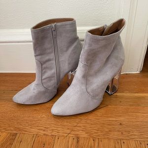 Gray Booties with Clear Heel